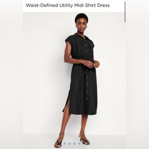 NWT Waist-Defined Utility Midi Shirt Dress